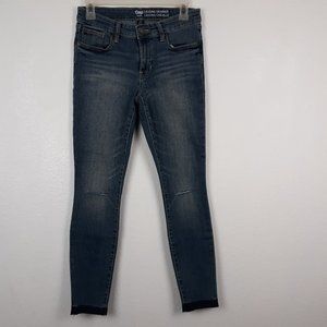 Gap Women Jeans Legging Skimmer Cheville Low Rise Size 2/26R Stretch Distressed.